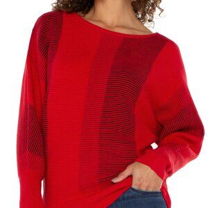 NWT Liverpool Long Sleeve Boat Neck Dolman Sleeve Color Block Sweater In Tango R